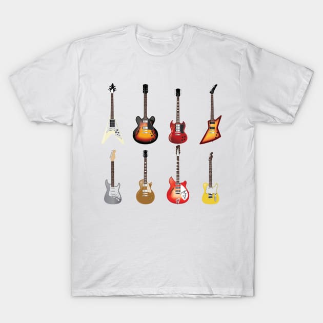 Vintage Electric Guitars T-Shirt by Vector Deluxe